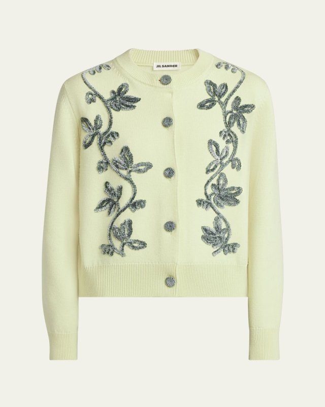 Velvet Floral Merino Wool Cardigan